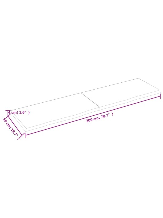 Koupelnová deska tmavě hnědá 200x50x(2-4) cm ošetřený masiv