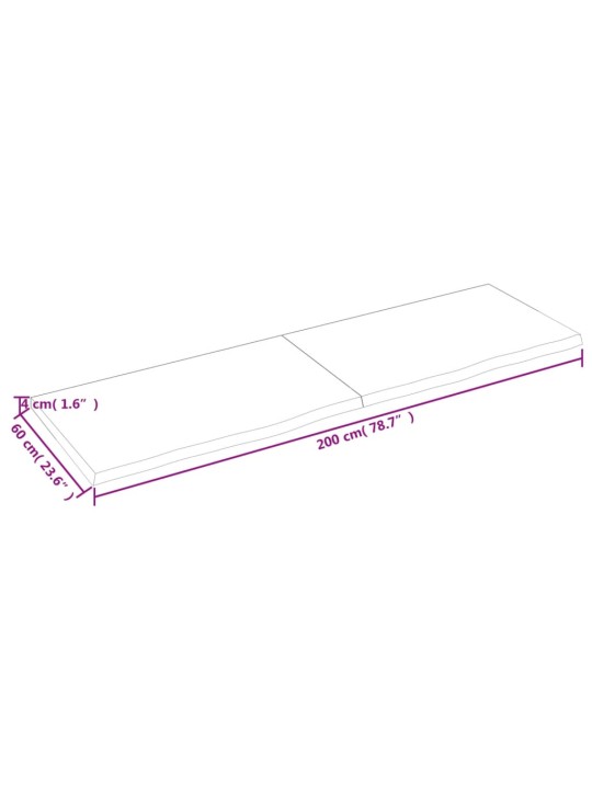 Koupelnová deska tmavě hnědá 200x60x(2-4) cm ošetřený masiv