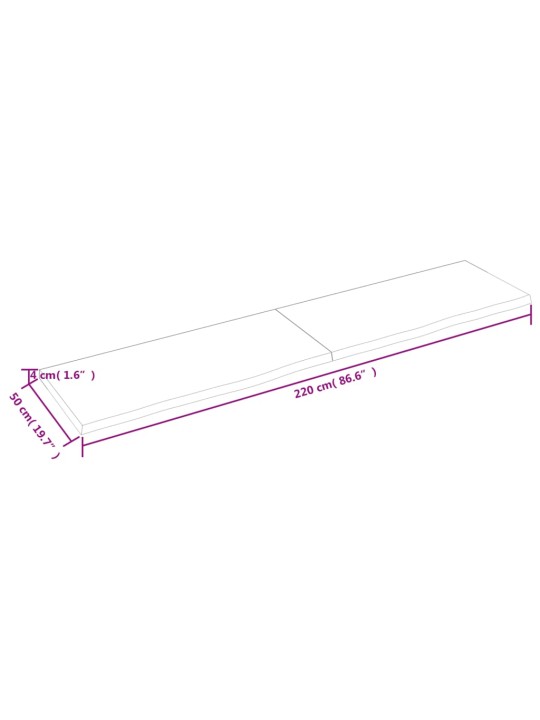 Koupelnová deska tmavě hnědá 220x50x(2-4) cm ošetřený masiv