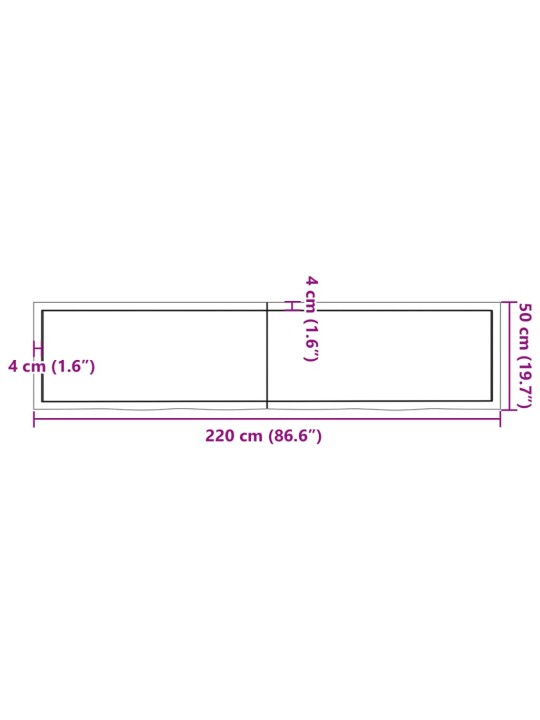 Koupelnová deska tmavě hnědá 220x50x(2-4) cm ošetřený masiv
