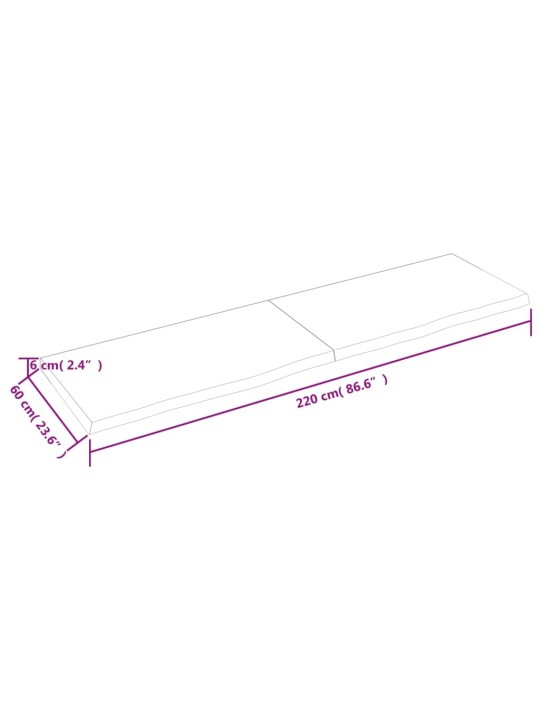 Koupelnová deska tmavě hnědá 220x60x(2-6) cm ošetřený masiv