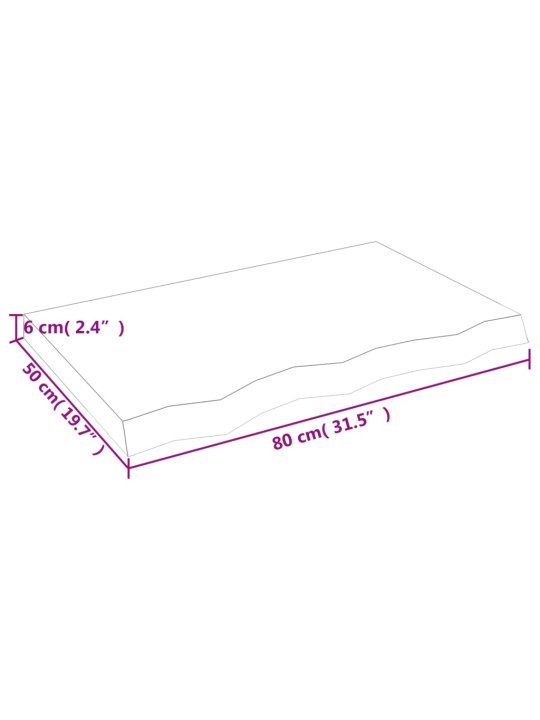 Stolní deska 80x50x(2-6) cm neošetřený masivní dubové dřevo