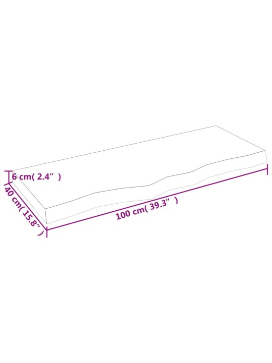 Stolní deska 100x40x(2-6) cm neošetřený masivní dubové dřevo