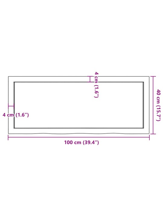 Stolní deska 100x40x(2-6) cm neošetřený masivní dubové dřevo