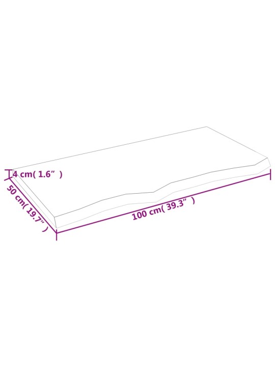 Stolní deska 100x50x(2-4) cm neošetřený masivní dubové dřevo