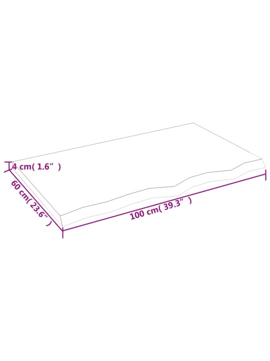 Stolní deska 100x60x(2-4) cm neošetřený masivní dubové dřevo