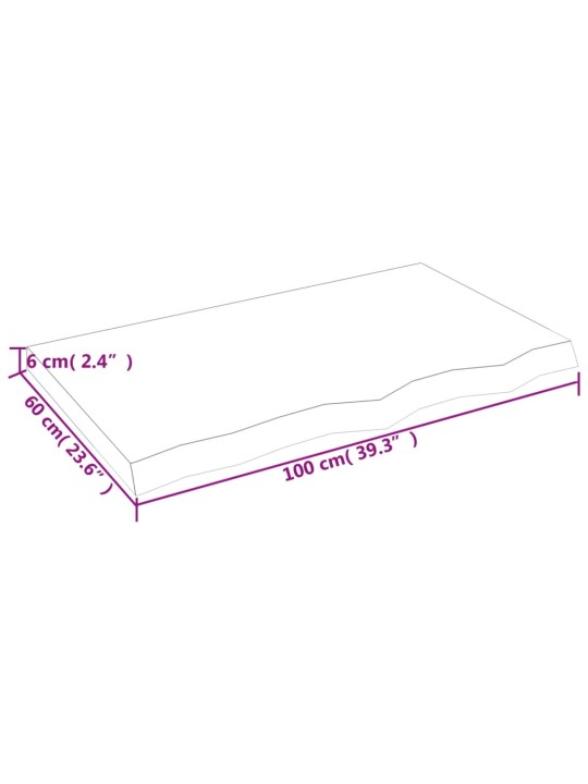 Stolní deska 100x60x(2-6) cm neošetřený masivní dubové dřevo