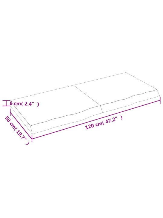 Stolní deska 120x50x(2-6) cm neošetřený masivní dubové dřevo