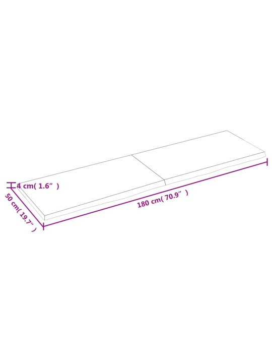Stolní deska 180x50x(2-4) cm neošetřený masivní dubové dřevo