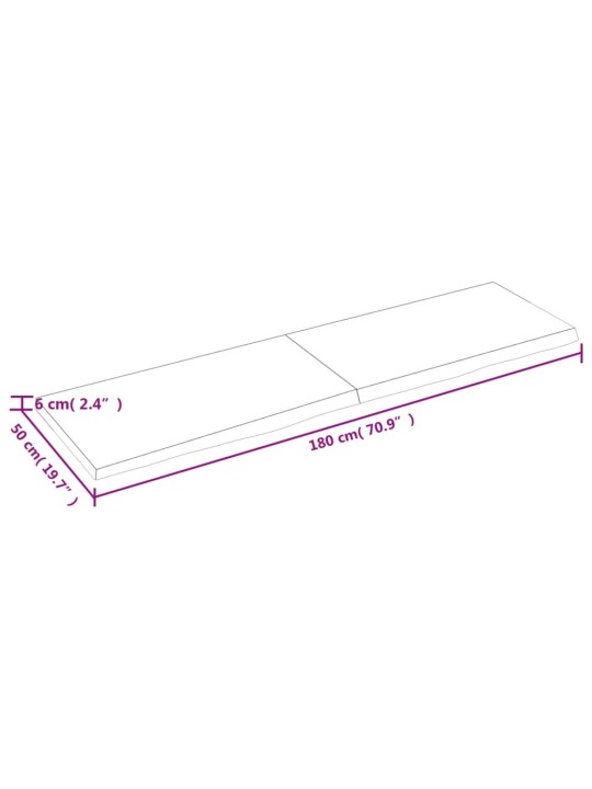 Stolní deska 180x50x(2-6) cm neošetřený masivní dubové dřevo