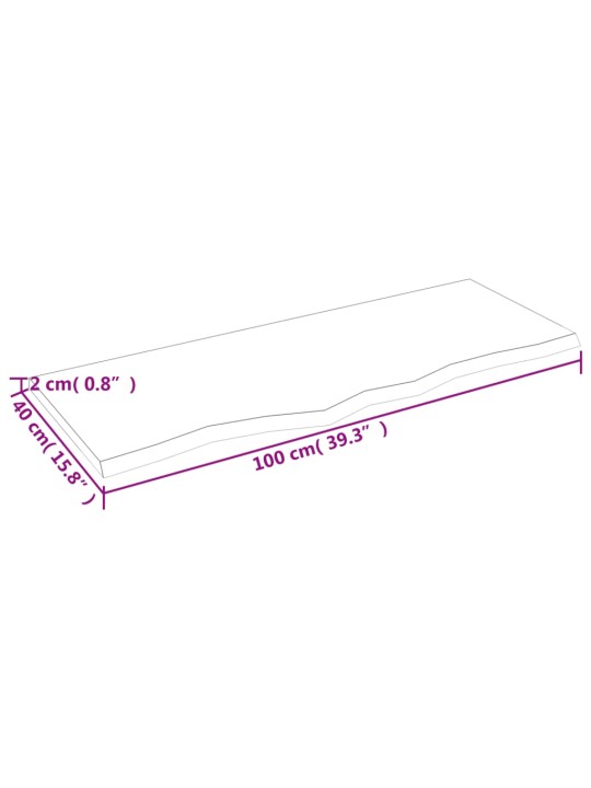 Stolní deska světle hnědá 100 x 40 x 2 cm ošetřený masivní dub