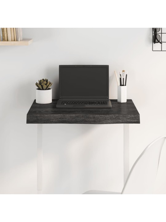 Stolní deska tmavě hnědá 60x40x(2-6)cm ošetřený masivní dub