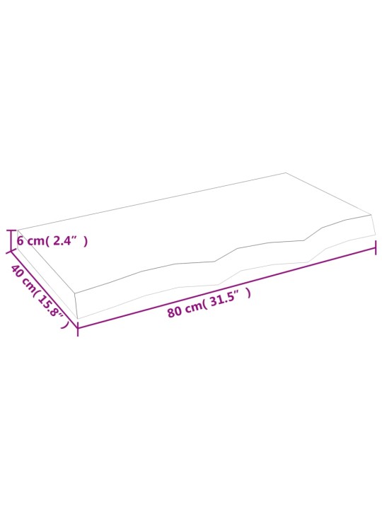 Stolní deska tmavě hnědá 80x40x(2-6)cm ošetřený masivní dub