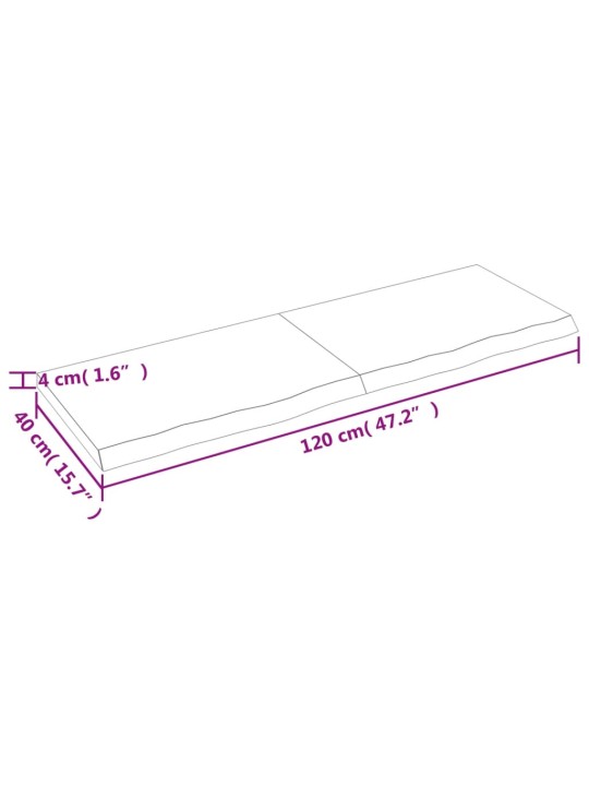 Stolní deska tmavě hnědá 120x40x(2-4)cm ošetřený masivní dub