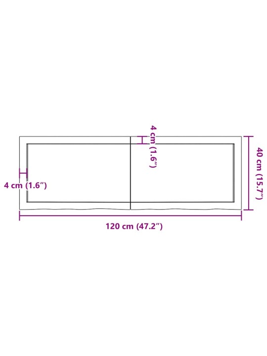 Stolní deska tmavě hnědá 120x40x(2-6)cm ošetřený masivní dub