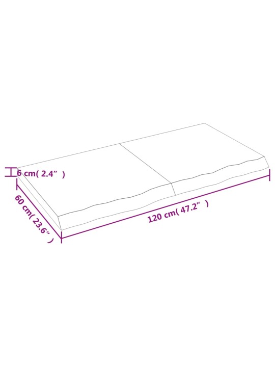 Stolní deska tmavě hnědá 120x60x(2-6)cm ošetřený masivní dub