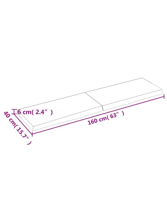 Stolní deska tmavě hnědá 160x40x(2-6)cm ošetřený masivní dub