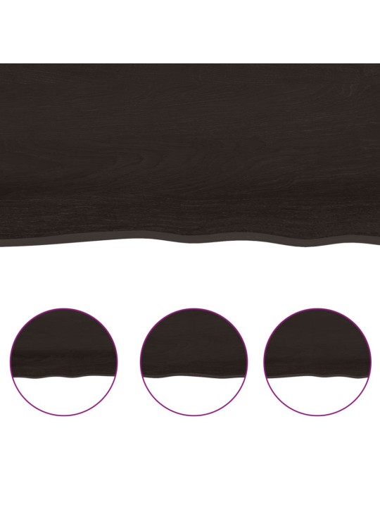 Stolní deska tmavě hnědá 200x50x(2-6)cm ošetřený masivní dub