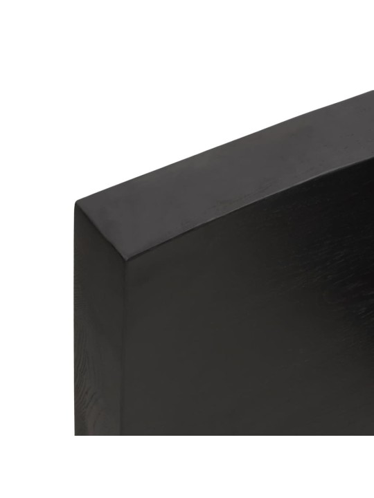 Stolní deska tmavě hnědá 220x50x(2-6)cm ošetřený masivní dub