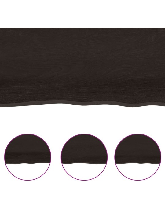 Stolní deska tmavě hnědá 220x60x(2-6)cm ošetřený masivní dub