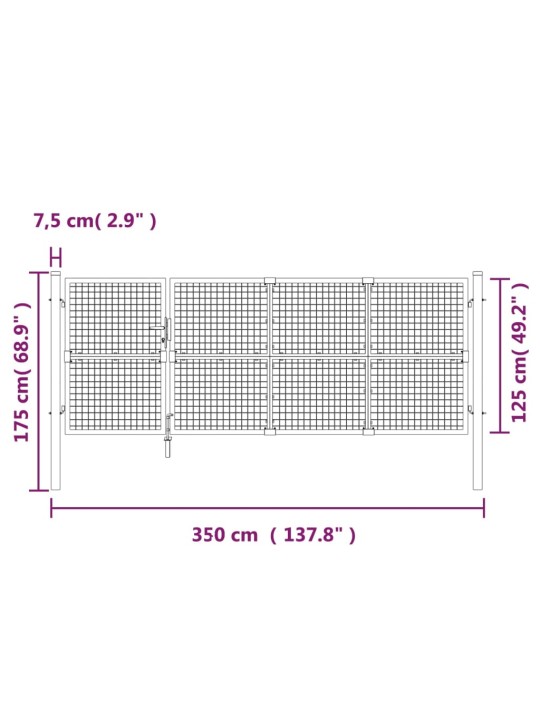 Zahradní branka s pletivem antracit 350x175 cm pozinkovaná ocel