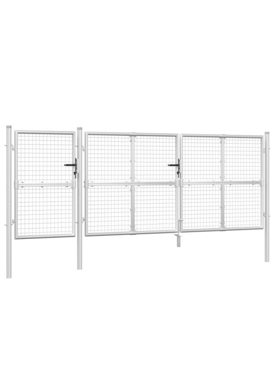 Zahradní branka s pletivem stříbrná 400x175 cm pozinkovaná ocel