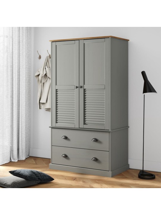 Šatní skříň VIGO šedá 90 x 55 x 170 cm masivní borové dřevo