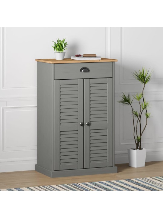 Botník VIGO šedý 60 x 35 x 96 cm masivní borové dřevo