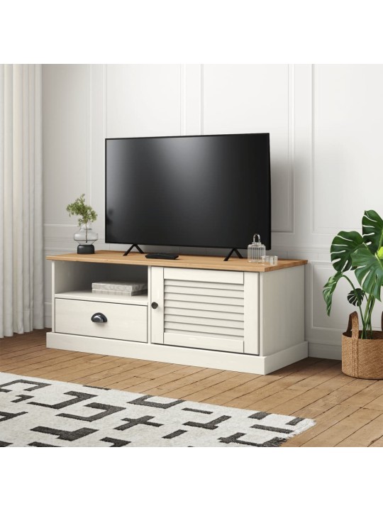 TV stolek VIGO bílý 106 x 40 x 40 cm masivní borové dřevo