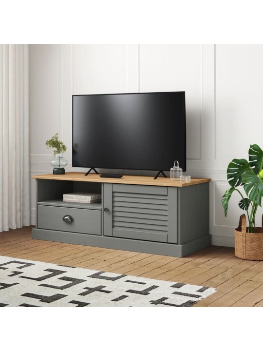 TV stolek VIGO šedý 106 x 40 x 40 cm masivní borové dřevo