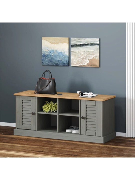 Lavice s botníkem VIGO šedá 106x35x45 cm masivní borové dřevo