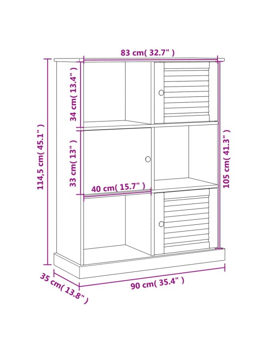 Knihovna vigo bílá 90 x 35 x 114,5 cm masivní borové dřevo
