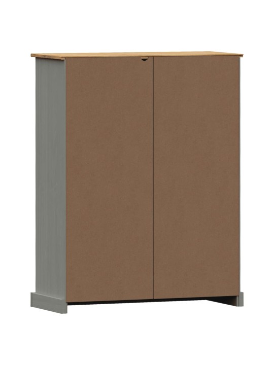 Knihovna vigo šedá 90 x 35 x 114,5 cm masivní borové dřevo