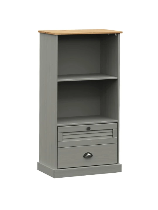 Knihovna VIGO šedá 60 x 35 x 114,5 cm masivní borové dřevo