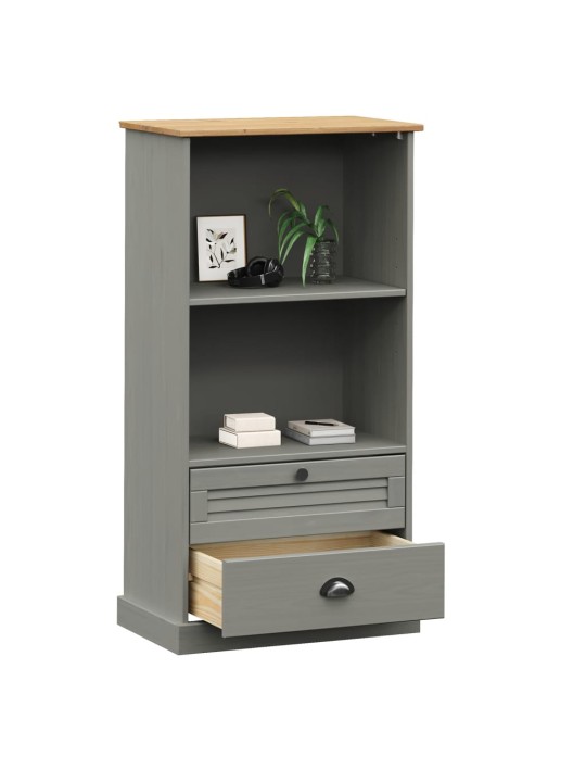 Knihovna VIGO šedá 60 x 35 x 114,5 cm masivní borové dřevo