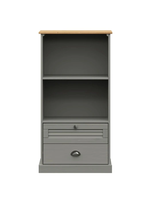 Knihovna VIGO šedá 60 x 35 x 114,5 cm masivní borové dřevo