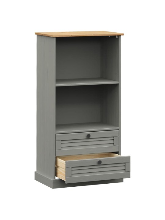 Knihovna VIGO šedá 60 x 35 x 114,5 cm masivní borové dřevo
