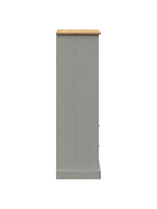 Knihovna VIGO šedá 60 x 35 x 114,5 cm masivní borové dřevo
