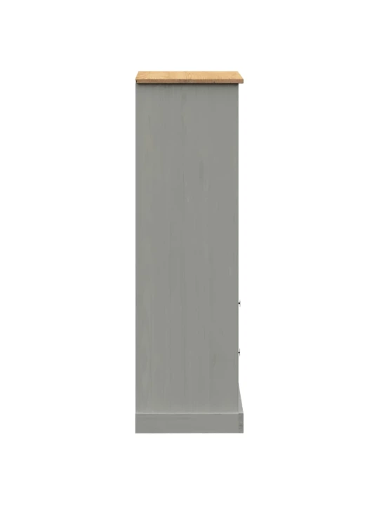 Knihovna VIGO šedá 60 x 35 x 114,5 cm masivní borové dřevo