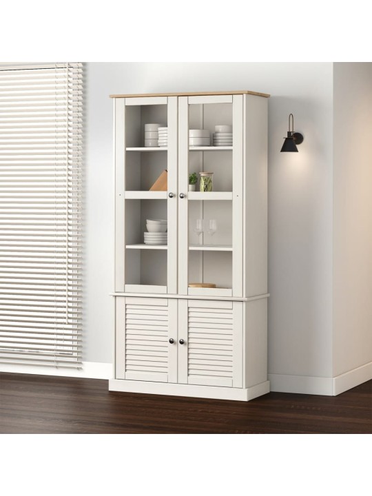 Prosklená vitrína vigo bílá 85x35x170 cm masivní borové dřevo