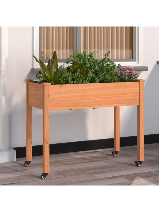 Truhlík na kolečkách s vložkou hnědý 118x59x80 cm masivní jedle