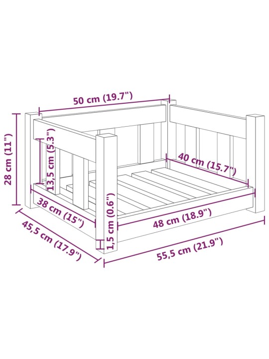Pelíšek pro psy 55,5 x 45,5 x 28 cm masivní borovice