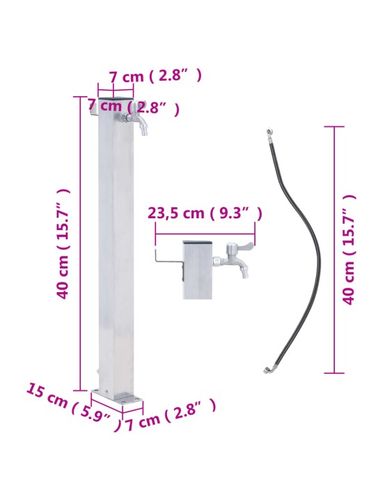 Zahradní sloupek na vodu 40 cm nerezová ocel čtvercový
