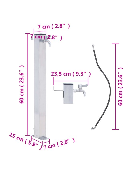 Zahradní sloupek na vodu 60 cm nerezová ocel čtvercový