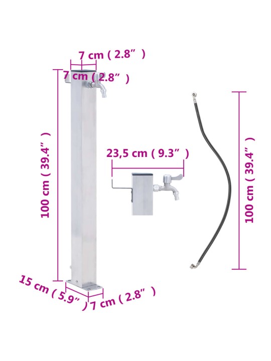 Zahradní sloupek na vodu 100 cm nerezová ocel čtvercový