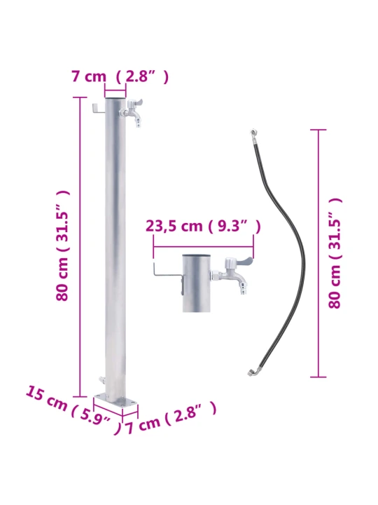 Zahradní sloupek na vodu 80 cm nerezová ocel kulatý