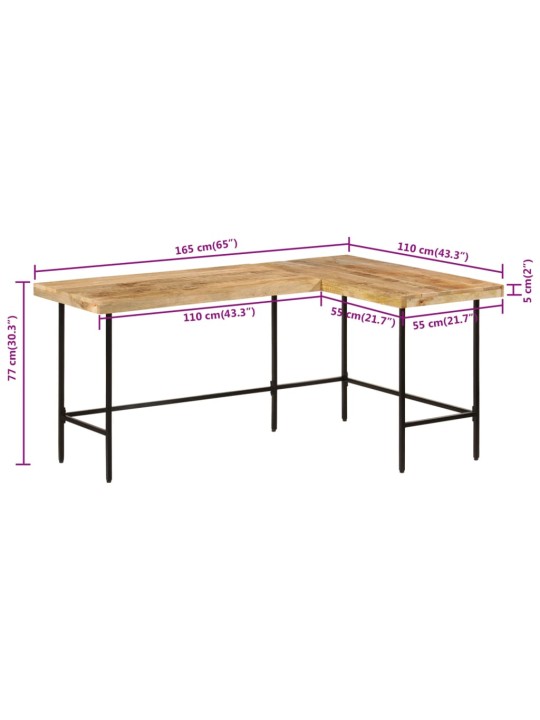 Psací stůl 165x110x77 cm masivní mangovník a železo