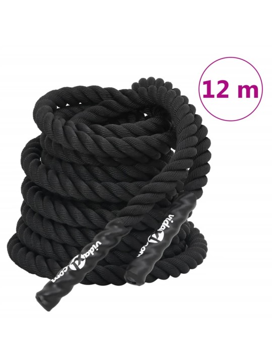 Posilovací lano černé 12 m 9 kg polyester
