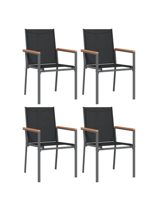 5dílný zahradní jídelní set černý textilen a ocel