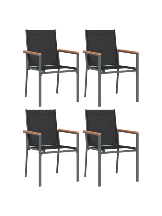 5dílný zahradní jídelní set černý textilen a ocel